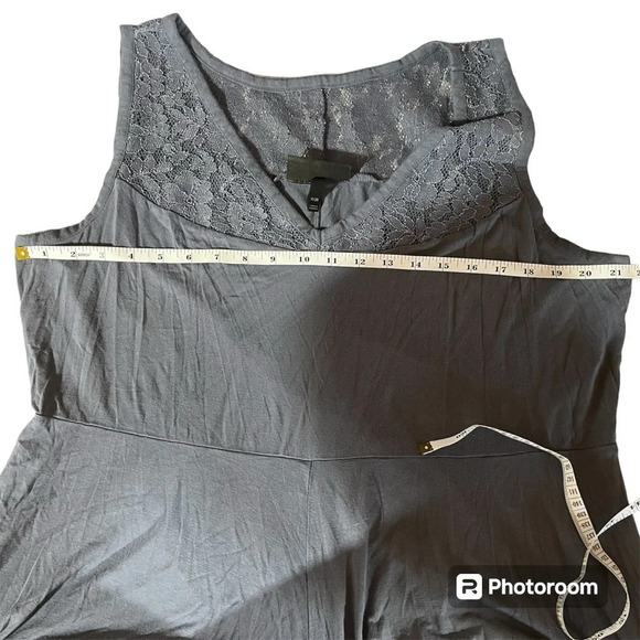 LANE BRYANT ~ Blue Grey Stretchy Midi Length Sleeveless Dress with Lace Detail - Picture 8 of 8